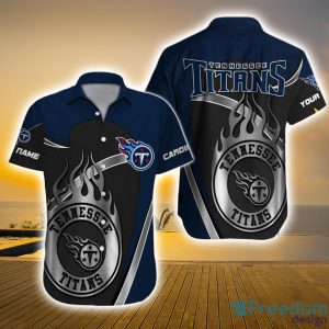 Tennessee Titans NFL Custom Name Silver Logo Short Sleeve Hawaiian Shirt