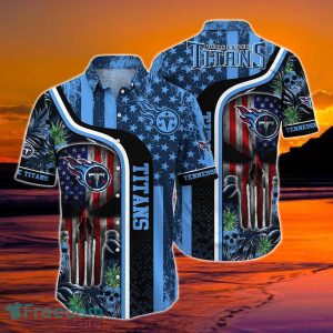 Tennessee Titans NFL Hawaiian Shirt Graphic Tropical Pattern Skull Punisher 3D Printed