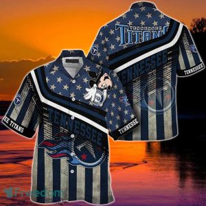 Tennessee Titans NFL Hawaiian Shirt Mickey Graphic American Flag Printed 3D Shirt Best Gift For Fans