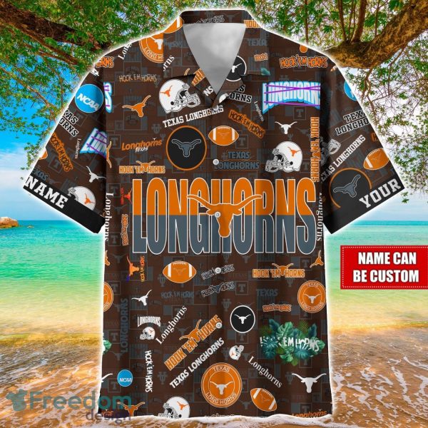 Texas Longhorns Logo Hawaiian Shirt For Fans Trending Beach Shirt Custom Name