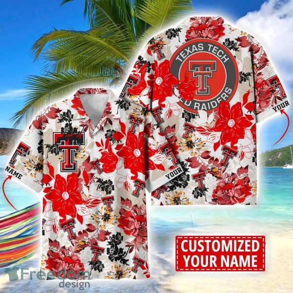 Texas Tech Red Raiders Aloha 3D Hawaiian Shirt Flower Sport Team Beach Shirt Custom Name