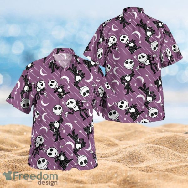 The Nightmare Skeleton Crescent Moon Halloween Purple Shirt Full Over Print Hawaiian Shirt