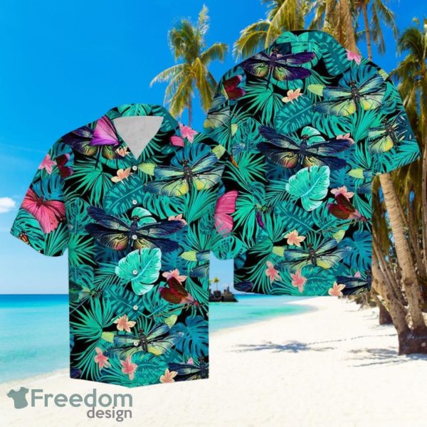 Tropical Forest Dragonfly Hawaiian Summer Beach Shirt Full Over Print