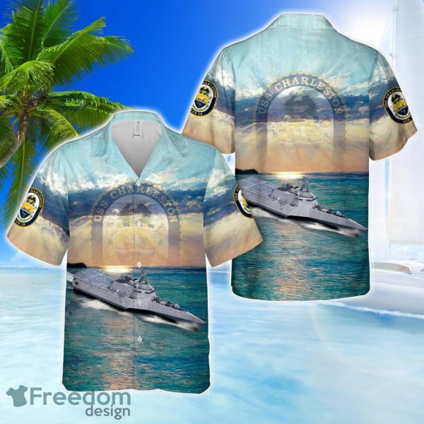 US Navy USS Charleston (LCS-18) Independence-class littoral combat ship Hawaiian Shirt Unisex For Men Women