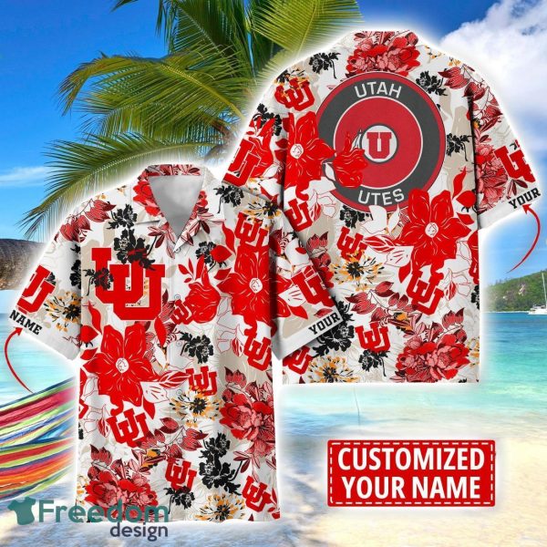 Utah Utes Aloha 3D Hawaiian Shirt Flower Sport Team Beach Shirt Custom Name