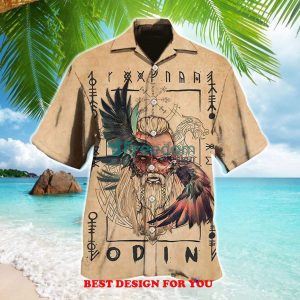 Viking Odin Sign Old Man Viking Print Over 3D Hawaiian Shirt