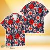 Washington Nationals Coral Red Hibiscus Blue Palm Leaf Black Background 3D Hawaiian Shirt Gift For Fans