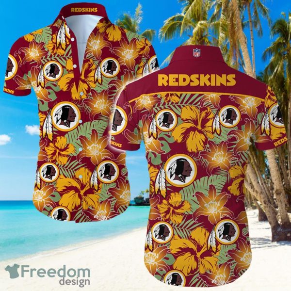 Washington Redskins Flower Red Shirt Hawaiian Summer Beach Shirt Full Print
