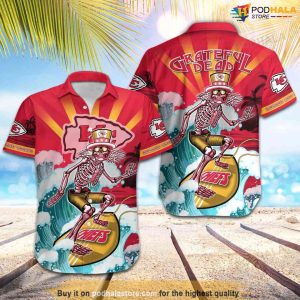 Kansas City Chiefs Hawaiian Shirt Skull Surfing Beach