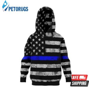 Grunge Thin Blue Line Kids 3D Hoodie