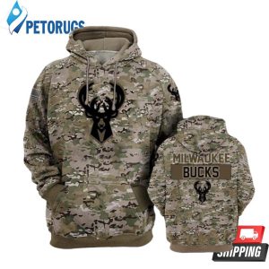 Milwaukee Bucks Camouflage Veteran 3D Hoodie